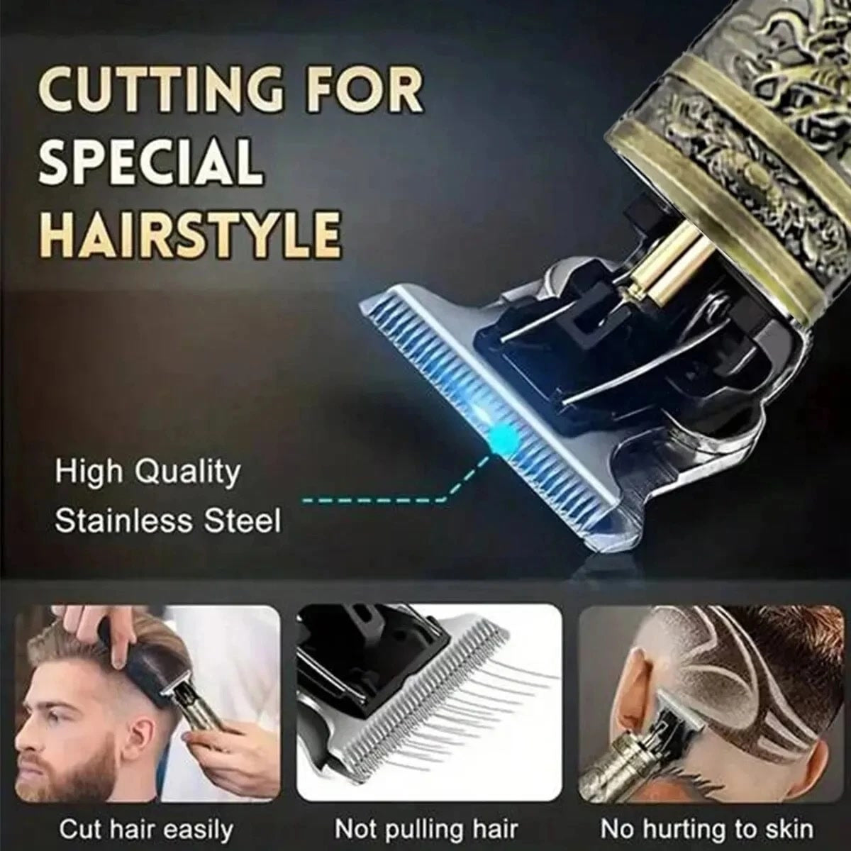 Vintage T9 Electric Hair Cutting Machine Professional Barber LCD Display HairTrimmer For Men Clipper Shaver Beard Lighter